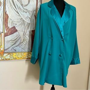 Victoria’s Secret Gold Label Tuxedo Teal Blue Sleep Shirt Vintage
